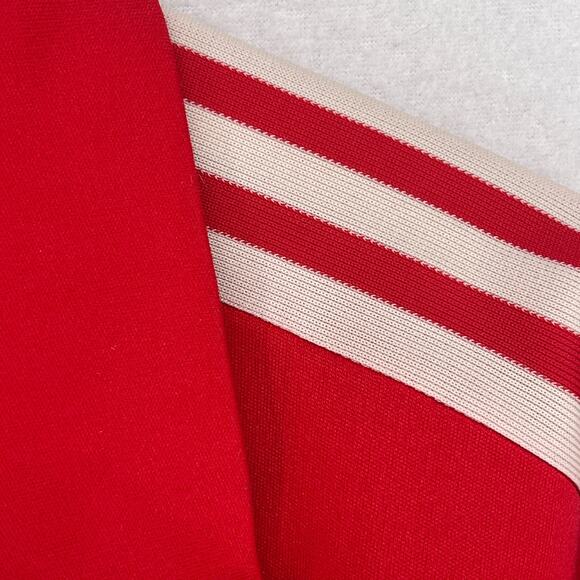 ADIDAS Jacket Mens L Trefoil Full Zip Retro Track Varsity 3 Stripe Nylon Red VTG - Picture 9 of 13